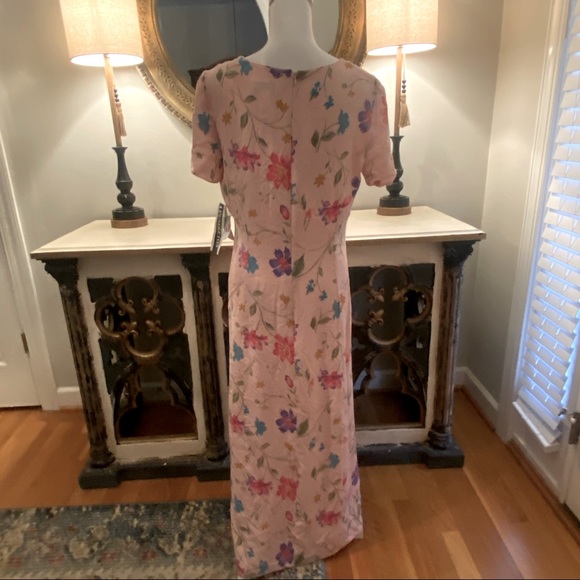 2/$60 Pendleton Pretty Pink Floral Silk Long Dress size 12 NWT NEW - Picture 5 of 6